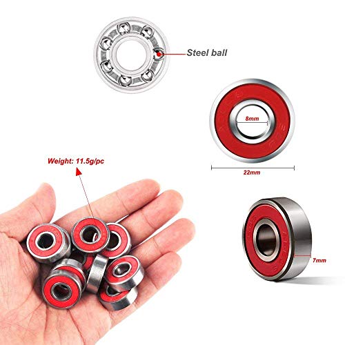 Premium Skateboard & Longboard Bearings - Pack of 8