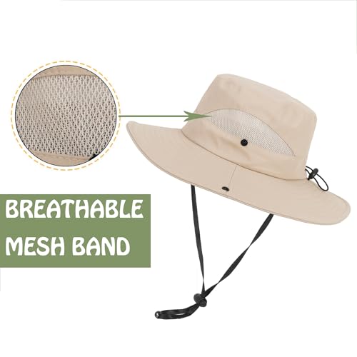 Kids Wide-Brim Sun Hat with UV Protection - Beige