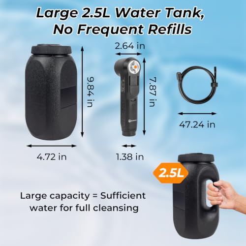 Brarvagur Black Portable Travel Bidet with 1600mAh Rechargeable Battery & 2.5L Tank