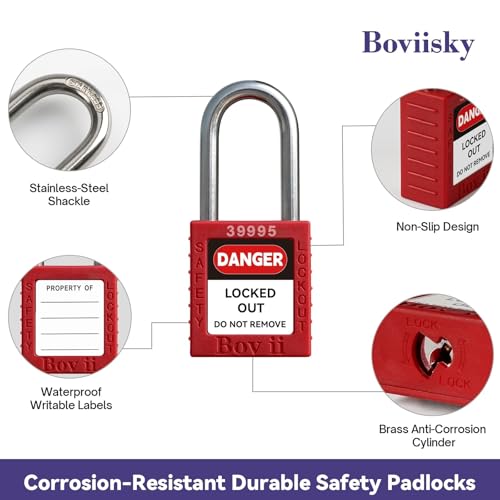 Lockout Tagout Locks Set - 10 Red Lockout Tagout Safety Padlock Keyed Different, 2 Keys Per Lock, OSHA Compliant Loto Locks for Lock Out Tag Out Stations and Devices
