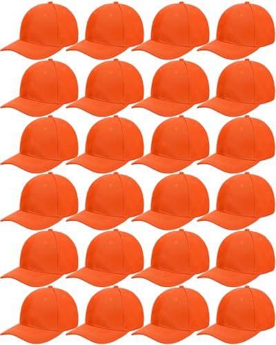 Handepo 24 Bulk Orange Baseball Caps Adjustable – 24 Pack