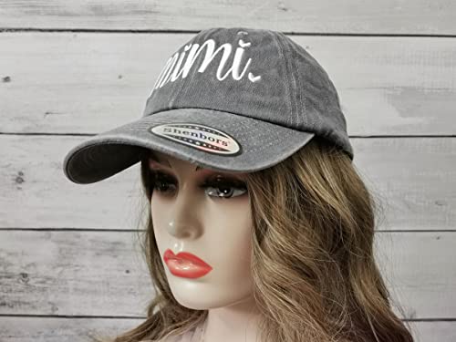 Mimi Gigi Embroidered Baseball Cap for Grandma - Washed Grey
