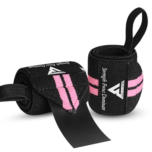 Beast 18” Cotton Wrist Wraps with Thumb Loop – Pink Weight Lifting Straps for Powerlifting