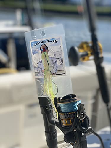 Hi-Lo Rig Mylar Teaser for Saltwater Fishing - 3/0 Hooks, White - 1 Pack