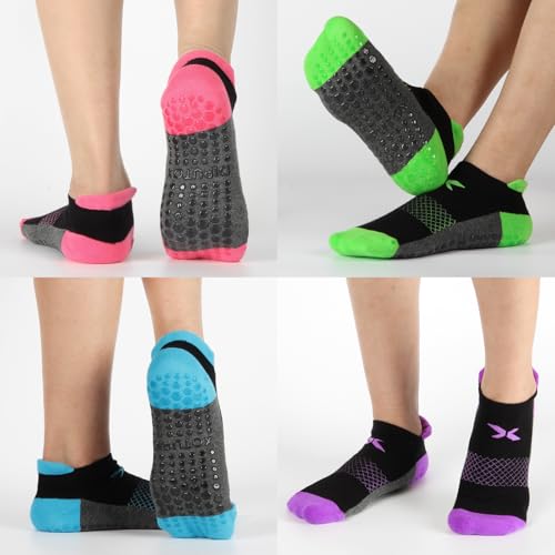 Non-Slip Pilates Socks with Grips for Women - Multi02