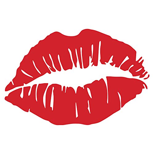 Lips Kiss Vinyl Decal Sticker - 5.5-Inch Red Die Cut Car Window Bumper Decor