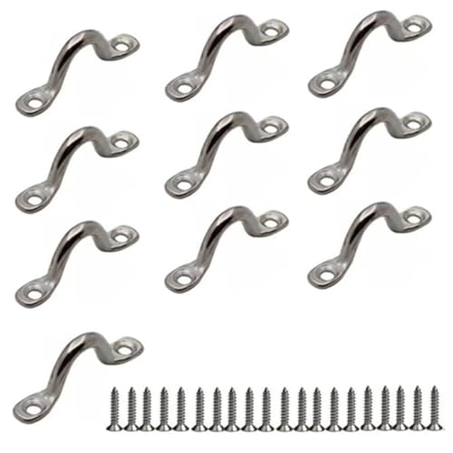 Stainless Steel Pad Eye Straps - 10 Pcs with Screws, 53mm Length