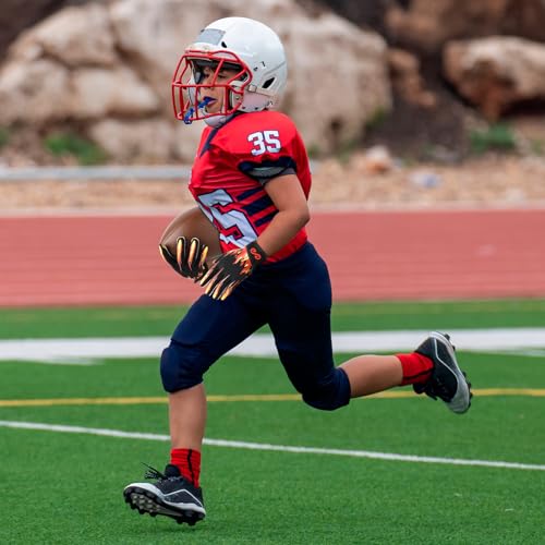 Youth Football Gloves with Ultra Sticky Palm - Fire Red / Youth X-L