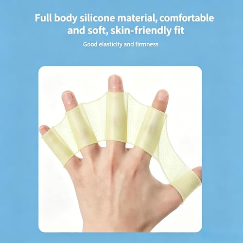 Silicone Swimming Gloves - Webbed Swim Gloves for Resistance Training - Yellow
