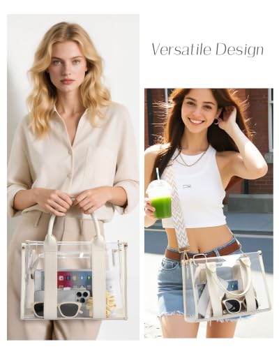 BS-VOG Clear Tote Bag for Women - Beige Stadium Event Carryall