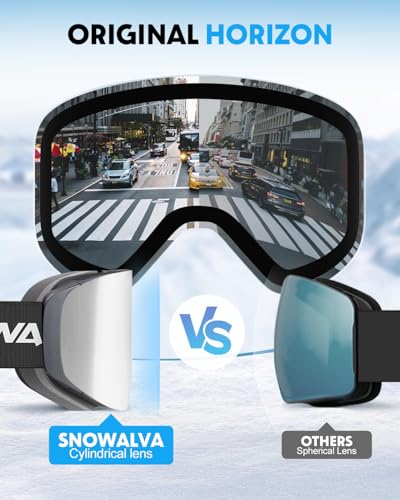 Ski Goggles with UV400 Anti-Fog Magnetic Lenses - Silver + Clear