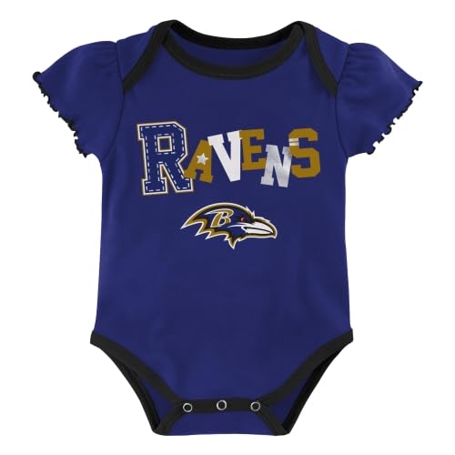 NFL Baby Bodysuit 3-Pack - Short Sleeve - Baltimore Ravens - 12 Months