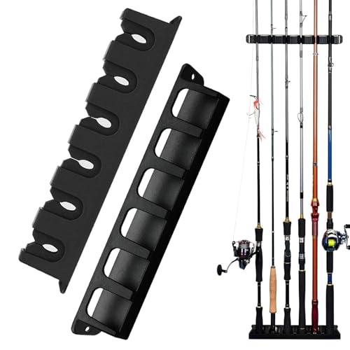 Vertical Fishing Rod Holder - Wall-Mounted for 6 Rods - 1 Set