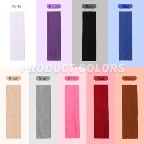 9-Piece Elastic Sports Headbands - Non-Slip Cotton Sweat Bands - 9 Colors