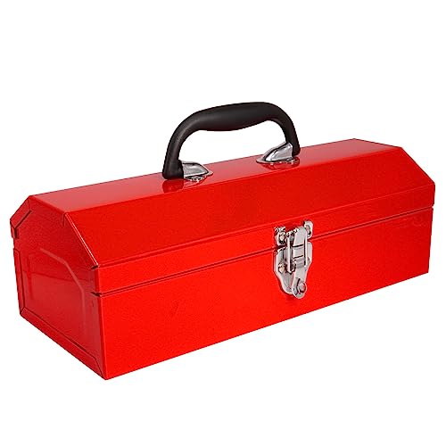 MANUFORE 14" Metal Tool Box Lightweight and Sturdy Storage Box Made of Heavy Steel and Nicely Finished and Painted