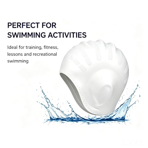 3D Silicone Swimming Cap - Ergonomic Ear Protection for Adults - White