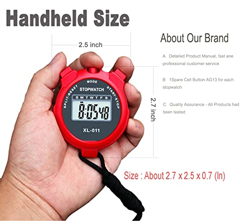 Large LCD Stopwatch - Pack of 4, Lightweight Handheld Timer B