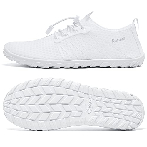 Racqua Water Shoes Women Men Barefoot Sport Beach Swim Shoes Size 7.5 Women / 6.5 Men - Hd137-White