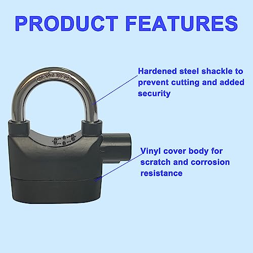 Alarm Lock 110dba Universal Security Alarm Lock System Anti-Theft for Door Motor Bicycle Padlock with 3 Keys (2PCS)