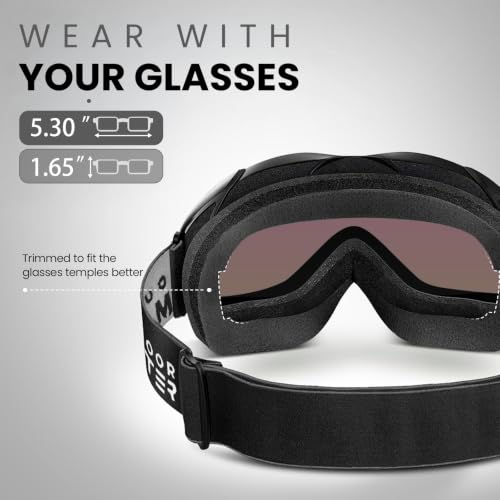 OutdoorMaster OTG Ski Goggles - Anti-Fog Snowboard Goggles for Men, Women & Youth, 5.30 x 1.65 inches, VLT 15.6%