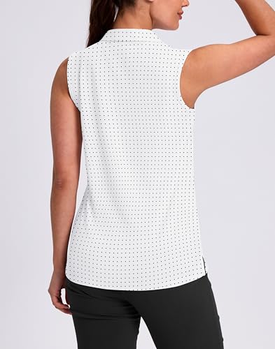 Viodia Women's Sleeveless Golf Polo Shirt Medium Black Dot - Sporty & Comfortable