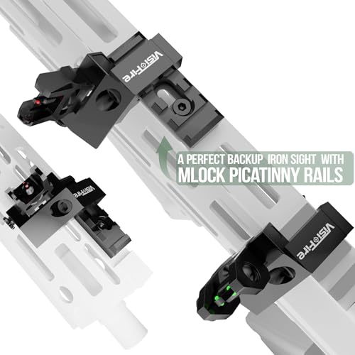 45 Degree Offset Iron Sights - Adjustable Flip Up Fiber Optic with Red Green Dots