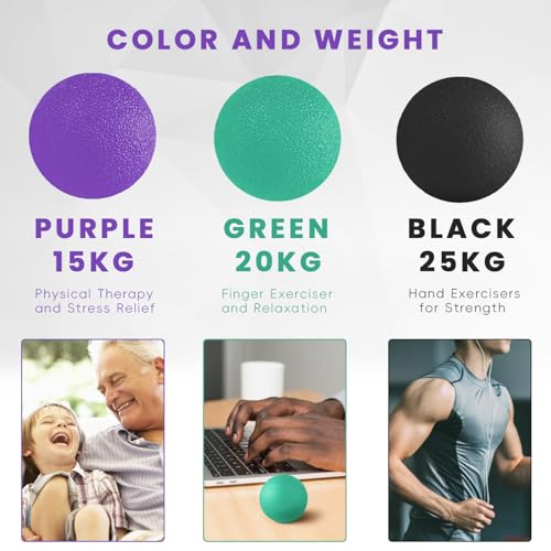 3-Pack Stress Balls for Hand Therapy - Grip Strength Trainer
