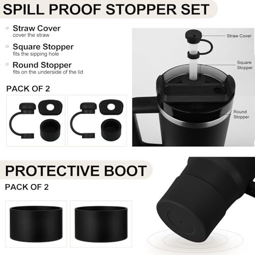 Spill Proof Tumbler Accessories Set - 8PC Silicone Kit for 30 & 40 oz Tumblers