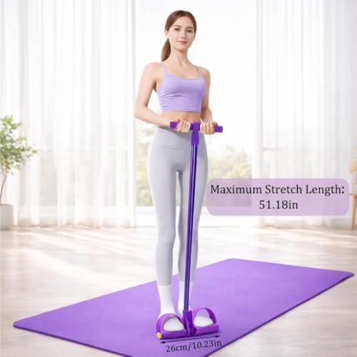 Purple Resistance Bands with Handles & Foot Pedal — Full Body Workout Equipment