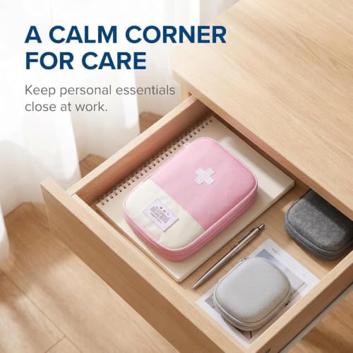 Compact Pink First Aid Bag - Empty Medical Pouch for Travel