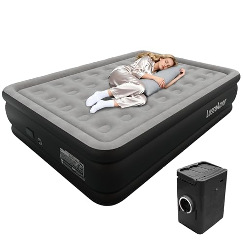 Portable Full Size Air Mattress with Built-in Pump, Leak-Proof PVC, 650lbs Capacity