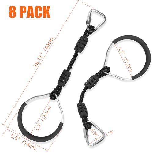 Hokilands 8 Pack Black Ninja Gymnastic Rings & Monkey Bars for Indoor Outdoor Obstacle Course