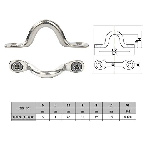Stainless Steel Bimini Boat Top Pad Eye - Pack of 8 for Kayaks & Canoes