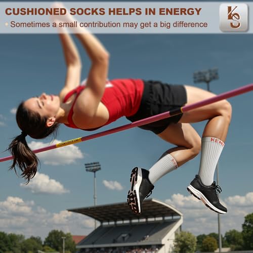 Compression Crew Socks for Men - 6 Pack, Creamy White, Size 11-13