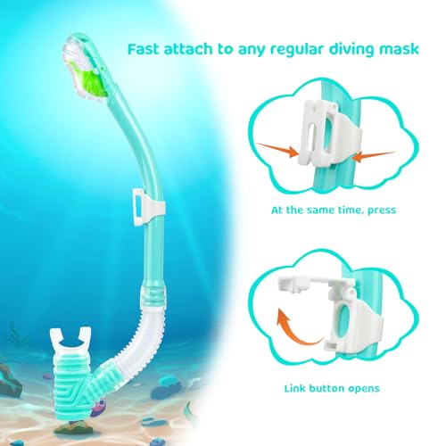 Kids Dry Snorkel Tube with Easy-Breath Technology - Food-Grade Silicone Mouthpiece