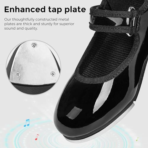 Tap Shoes for Girls & Boys - Easy-Clean, Rounded Toe, Padded Heel