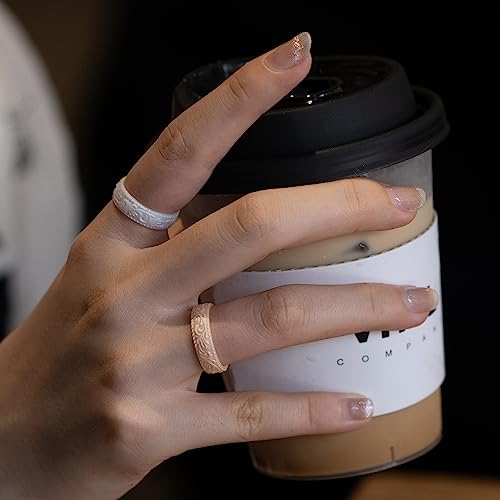 Silicone Wedding Rings for Women - 4 Pack Metallic Stackable Bands - Pearl, Champagne Gold, Silver, Bronze