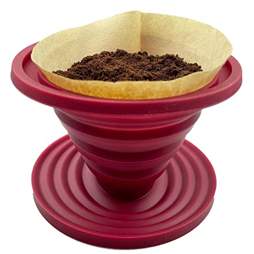 Attsky Red Collapsible Pour Over Coffee Dripper for Camping & Travel