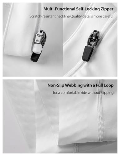 LAMEDA Women's Long Sleeve Cycling Jersey with Pockets - White, Medium