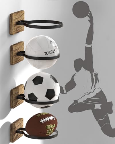Wall Mount Ball Holder for Basketball, Football, Soccer & Volleyball