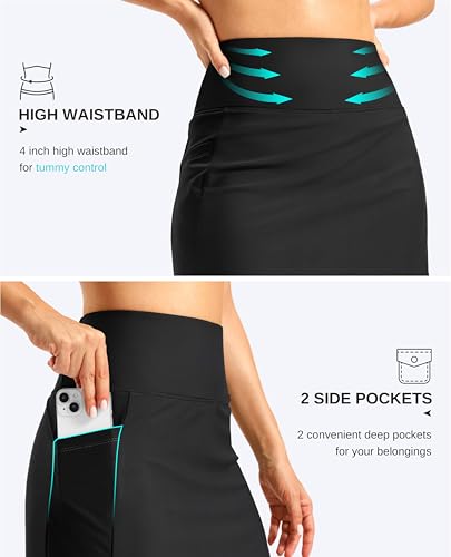 G Gradual Women's 18" Black Swim Skirt with Pockets - Large Size