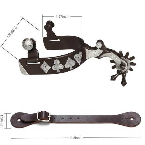 Suohanfei Low-Carbon Steel Horse Spurs Set with Adjustable Spur Straps for Equestrian Riding