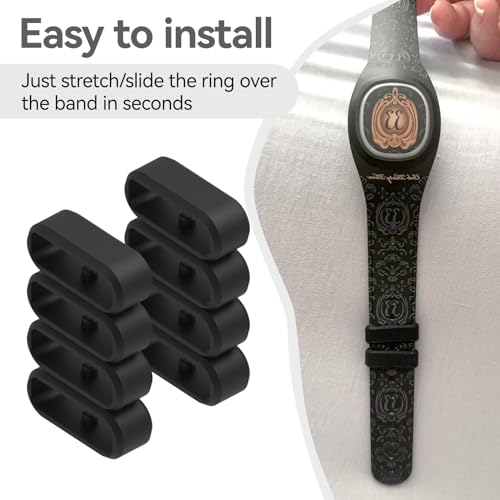Silicone Band Keeper Rings for Smart Bands - Black - 6 Pack