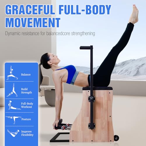 Wunda Pilates Chair with Handles - 4-Level Resistance for Core Training