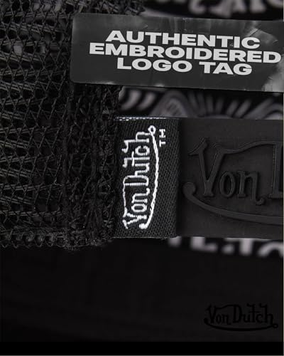 Von Dutch Unisex Velvet Trucker Hat - One Size Black Patched, Mesh Back Snapback