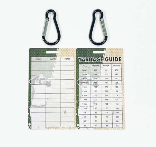 Golf Club Distance Cards - 2 Pack, 2.4x4.2 Inch Range Chart
