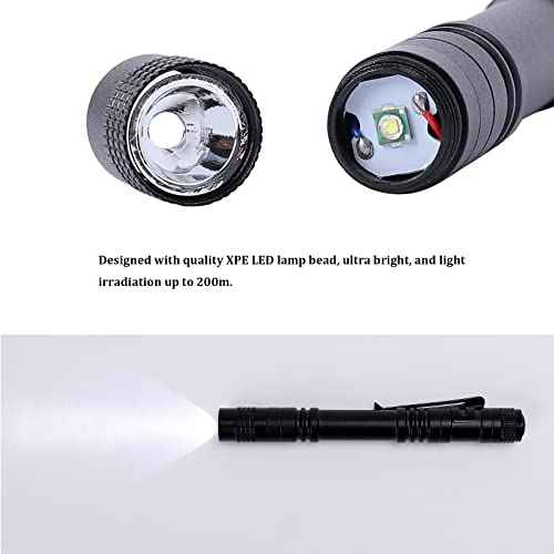 LED Pen Flashlight, 6Pcs Pocket Flashlights Super Bright Slim Pen Light with Clip Waterproof Penlight for Inspection, Repair, Emergency Powered by 2*AAA Battery (not Included)