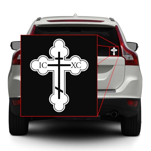 IC XC Orthodox Cross Vinyl Decal Sticker - Matte White, 3.3in x 2.6in