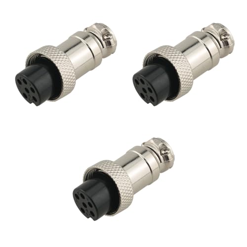 GX16 6-Pin Microphone Plug - 3 Pieces, Durable Metal & Plastic
