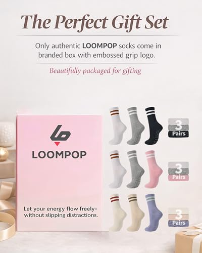 Ombré Pilates Grip Socks - Non-Slip Yoga & Barre Socks, 3 Pairs (5.5-9.5) - Pink Stripe Mix
